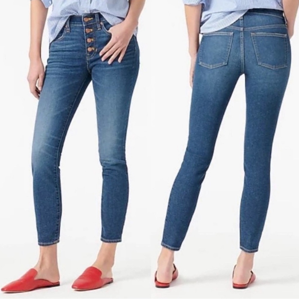 J. Crew 9" High-Rise Toothpick Jeans Size 32 Tall Exposed Button Fly
